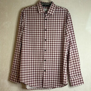 Con.Struct Cooling Comfort Slim Fit Plaid Stretch Button Up Shirt Size Large